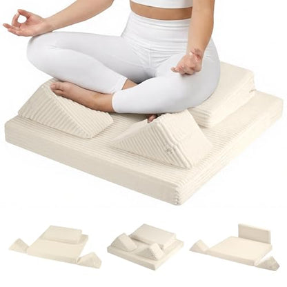 Meditation Cushion, Meditation Mat with Knee Support, Beige - color: Beige, size: 24X24X2 Inch