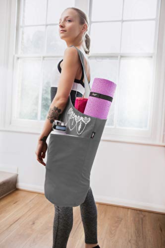 Yoga Mat Bag & Carrier with Pockets for Women - color: Gray & White