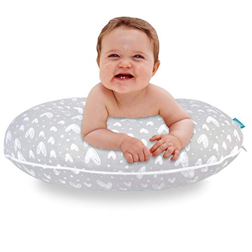 Cotton Nursing Pillow Cover Compatible with Boppy Pillow 2-Pack - color: Grey & White