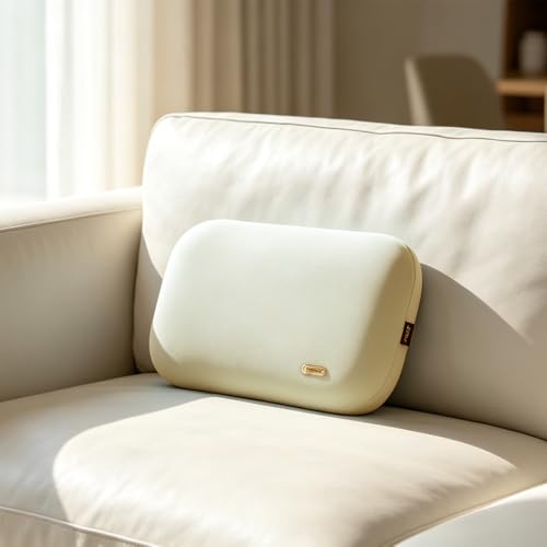 Car Seat Lumbar Support Pillow Cooling for Summer Soft Lower Back Cushion - color: Cream