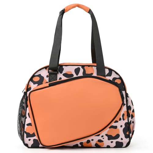 Boulder Bee Pickleball Tote Bag for Women with Paddle Holder - color: Brown leopard