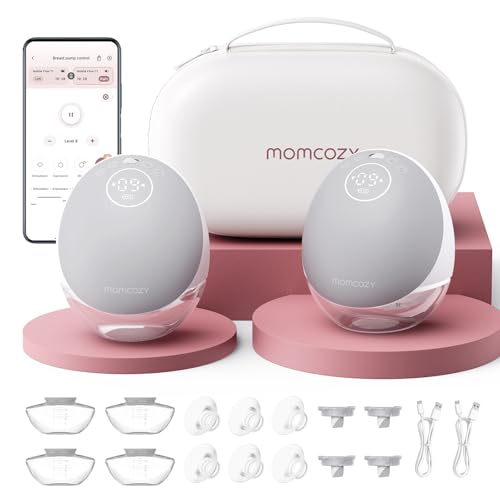 Momcozy Breast Pump Hands-Free Upgraded Mobile Flow M9 24mm, 2Pcs Cozy Gray - size: 2 Pumps-Gray