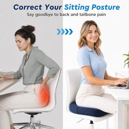 Gel Seat Cushion for Office Chair, Memory Foam, Blue - color: Blue