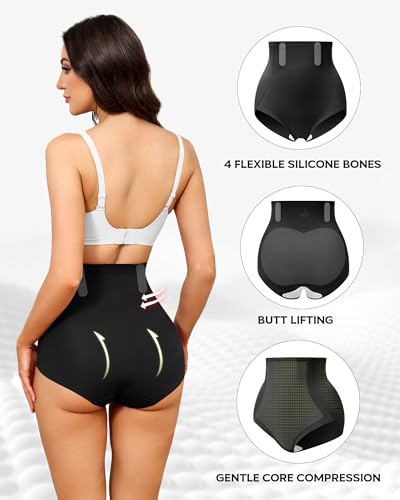 LEVAO Women's Tummy Control Underwear High Waisted Seamless Panties 4 Pack - color: Black*4, size: Medium