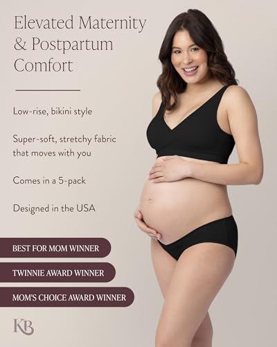 Kindred Bravely Under the Bump Bikini Maternity Underwear for Pregnancy - color: Black/Beige, size: Large