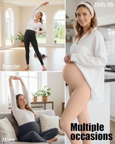3 Pack Women's Maternity Lounge Pants - color: Black, Charcoal Gray, Khaki, size: Small