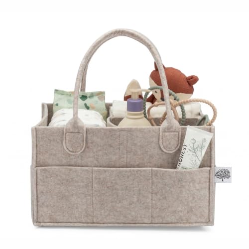 Parker Baby Co. Felt Diaper Caddy Organizer - Regular, Oatmeal - color: Oatmeal (Heathered Brown), size: Regular