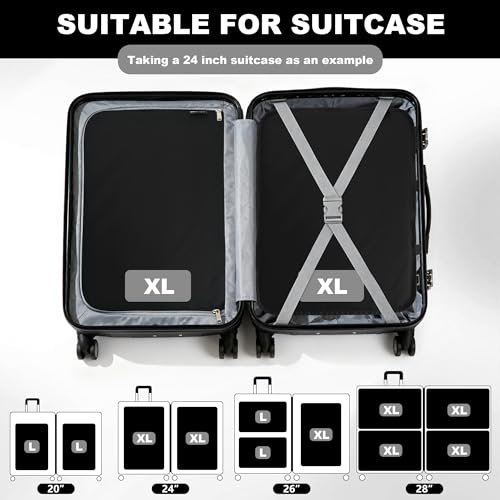 Compression Packing Cubes Travel Packing Suitcase Organizer Bags, Black - color: Black, size: Large