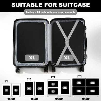 Compression Packing Cubes Travel Packing Suitcase Organizer Bags, Black - color: Black, size: Large