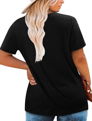Magritta Women's Short Sleeve Crew Neck Plus Size Tunic Tops - color: Black2, size: 3X