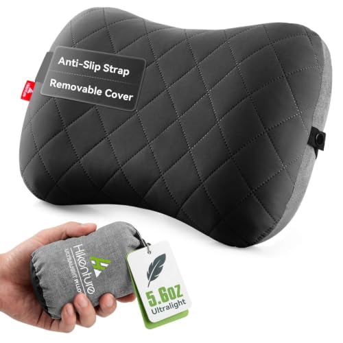 Hikenture Camping Pillow with Removable Cover, Ultralight Inflatable Pillow - color: Black