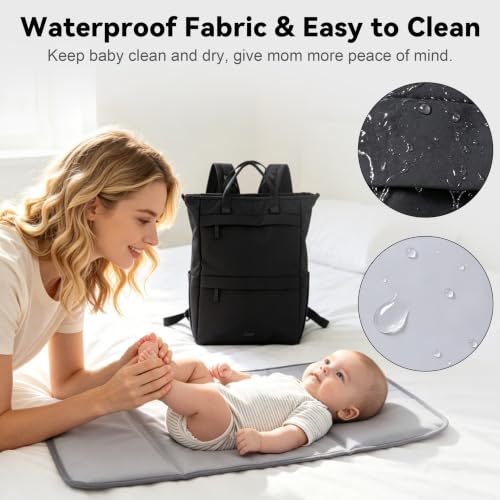 Diaper Bag Backpack Ultra-Lightweight Baby Diaper Bag (Black) - color: Black