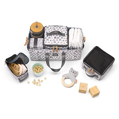 Petunia Pickle Bottom Deluxe Kit, 3-in-1 Grid Caddy Organizer, Lightweight Packing Cubes, Organize Diaper Bag, Stroller, Nursery, Unity