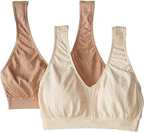 Bali Women's Microfiber Bralette Pack, Comfort Revolution Seamless T-Shirt Bra, Crop Top Bralette, 2-Pack - color: 2 Pack - Nude/Light Beige Combo, size: X-Large