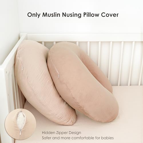 MairMore 2 Pack Muslin Baby Nursing Pillow Covers，Cover Only - color: Clay