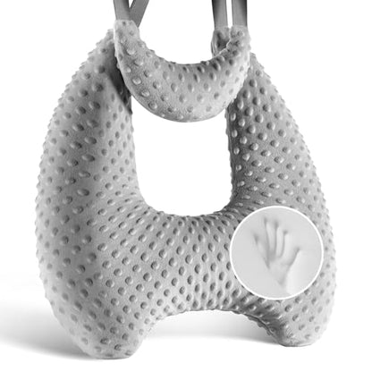 Memory Foam Kids Travel Pillow, Car Pillow for Kids, Velvet Dots, Grey - color: Grey