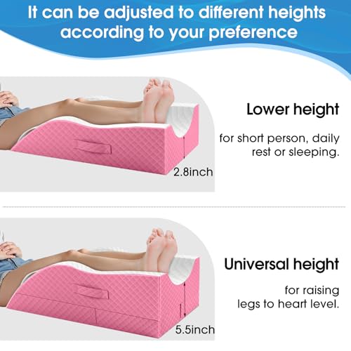TranquilRelax Leg Elevation Pillows for After Surgery, Wedge Pillow, Pink - color: Pink, size: Double Leg