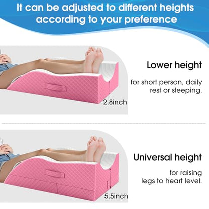 TranquilRelax Leg Elevation Pillows for After Surgery, Wedge Pillow, Pink - color: Pink, size: Double Leg