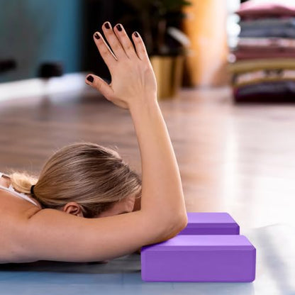 9"x6"x3" Yoga Block, 2 Pcs Soft Non-Slip Foam Blocks Supportive - color: Purple