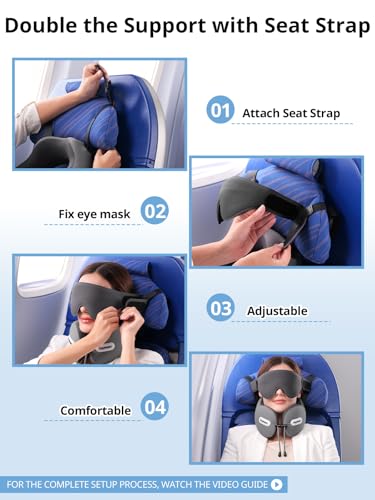 Inspireyes Travel Neck Pillow Seat Strap System, Long Flight Stable Support - color: Light Grey