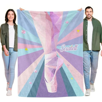 Personalized Dance Blanket Customized Name Bed Blankets Adults 60x80 IN - color: Ballet Dancer Recital Geometric, size: 60x80 IN
