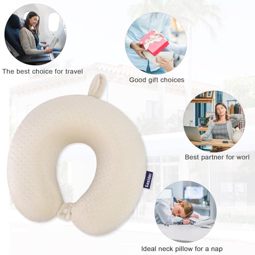 Memory Foam Neck Pillow, Travel Neck Pillow, Beige - color: Beige