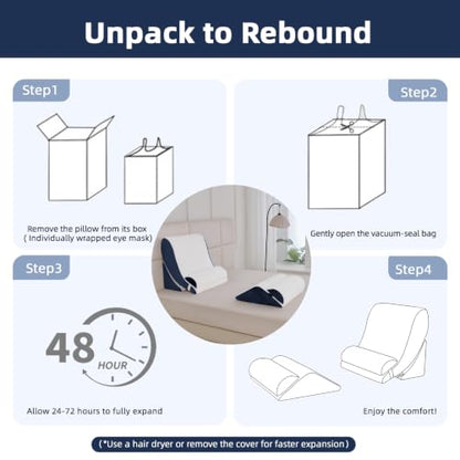 Wedge Pillow Set for After Surgery,White/Navy,5PCS-23.2" - color: White/Navy, size: 5PCS-23.2''