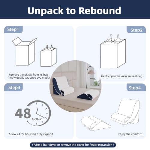 Wedge Pillow Set for After Surgery,White/Navy,5PCS-23.2" - color: White/Navy, size: 5PCS-23.2''