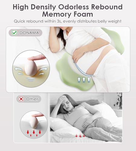 DONAMA Pillow for Sleeping Memory Foam Pregnancy Pillow for Side Sleepers - color: Green
