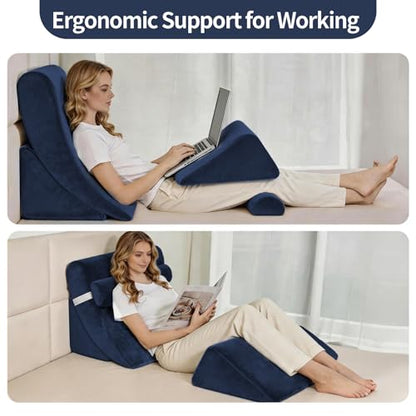 Wedge Pillow Set for After Surgery,Navy,4PCS-22 - color: Navy, size: 4PCS-22''