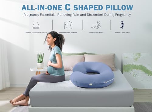 INSEN Cooling Pregnancy Pillow, Maternity Pillow for Pregnant Women, Bright Blue - color: Bright Blue