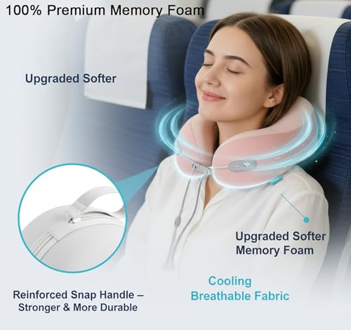 Travel Neck Pillow,Memory Foam Airplane Pillow, Pink - color: Pink