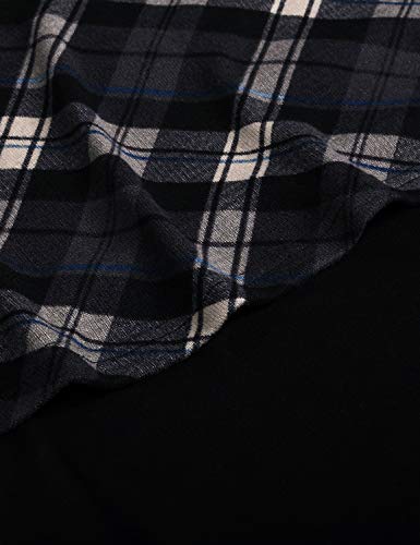 Quinee Women's Long Sleeve Plaid Colorblock Nursing Pullover Hoodie Sweatshirts - color: Black Grey Plaid, size: XX-Large