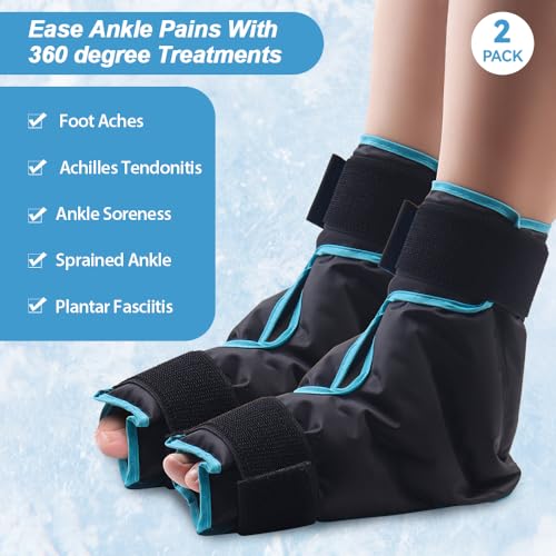 NEWGO Foot Ice Pack Wrap for Plantar Fasciitis, 2 Pack, Black - color: Black-2 Pack