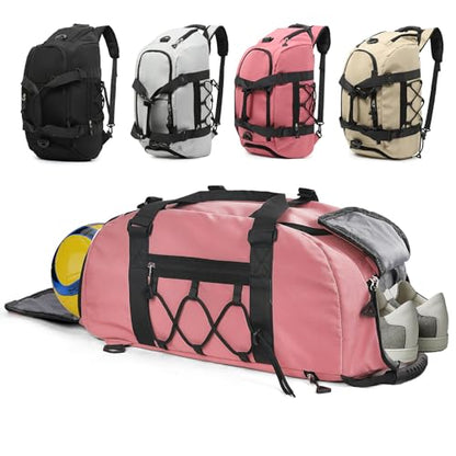 Womens Gym Bag, 30L Medium Size Sports Duffle Bag Backpack, Pink