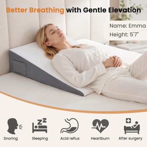 Vekkia 31” Extra-Long Wedge Pillow for Sleeping & Resting, Back Support - size: 31"×24"×7.5"-Extra-Long
