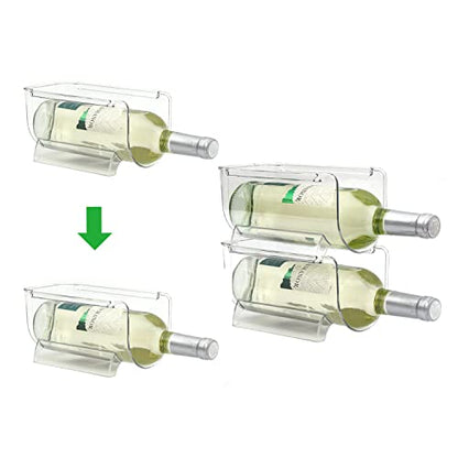 Set of 2 Refrigerator Wine Rack, Cabinet Water Bottles Storage Organizer, Stackable Wine Rack for Kitchen Countertop Save Space, 1-Bottle 2 Packs - size: 1-Bottle × 2