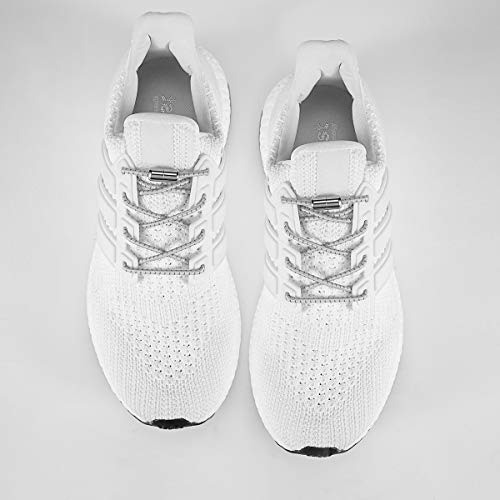 Elastic Shoe Laces - No Tie Shoelaces for All Adult and Kids Sneakers Fits Board Shoes and Casual Shoes (2 Pairs) - color: Gray Reflective