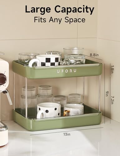 UFORU Countertop Coffee Station Organizer,Cup Rack,Mug & Wine Glass Holder - color: Green