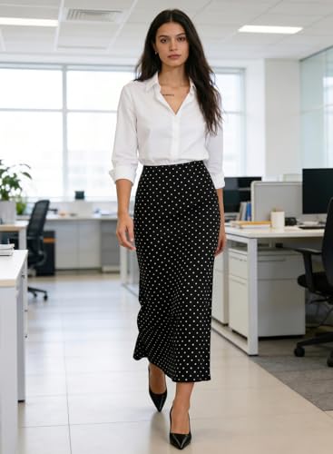 BLENCOT Womens High Waisted Long Mesh Polka Dot Maxi Skirt - color: Black, size: Small