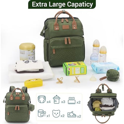 JOLLITO Diaper Bag Backpack with Changing Station,Baby Registry Search - color: Green
