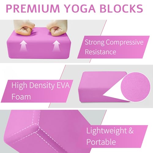 2 Pack Yoga Blocks, Lightweight 3x6x9in Yoga Bricks - color: 2PACK-Magenta