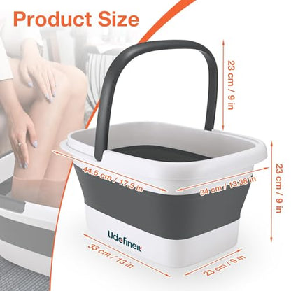 Collapsible Foot Soaking Tub, Foot Spa Bath Basin w/Acupressure Points - color: Gray