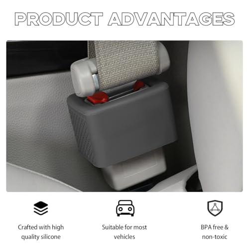Augeny 2 PCS Seat Belt Buckle Holder, Silicone Auto Rear Seatbelt Buckle Booster to Makes Receptacle Stand Upright for Easy Access, Universal Vehicle Seatbelt Buckle for Kids (Dark Gray) - color: Dark Gray