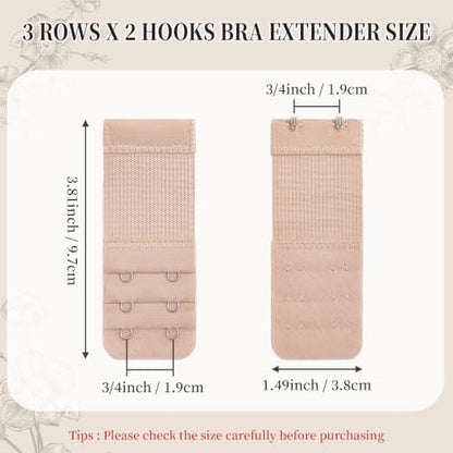 QIUTIMIY Women's Bra Extenders 2 Hooks & 3 Hooks & 4 Hook Bra Extensions Soft Comfortable Stretchy Back Bra Strap Extender - color: 3pcs-spacing 3/4inch-style 6