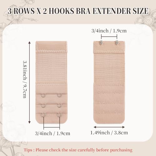 QIUTIMIY Women's Bra Extenders 2 Hooks & 3 Hooks & 4 Hook Bra Extensions Soft Comfortable Stretchy Back Bra Strap Extender - color: 3pcs-spacing 3/4inch-style 6