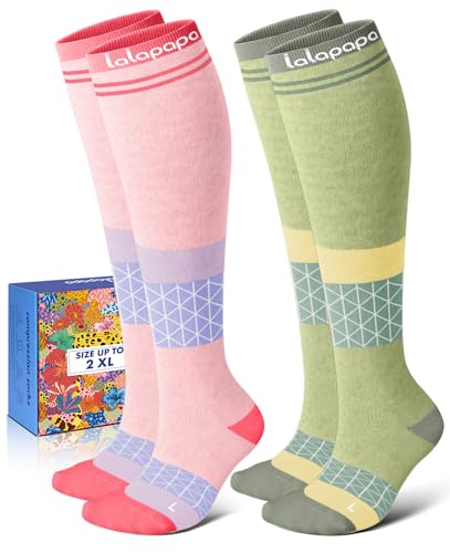 Thick Soft Cotton Compression Socks - color: Pink and Green Geometric, size: Small-Medium
