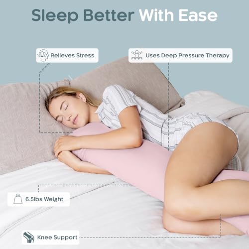 SleepCloud Weighted Body Pillow 6.5lbs, Cooling Tencel Cover, 41” x 10” - color: Blossom, size: Original 41" x 10" (6.5lbs)