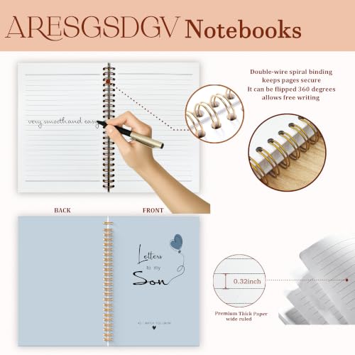Mother Son Gifts Journals for Women 5.5x8.3in - color: Son blue