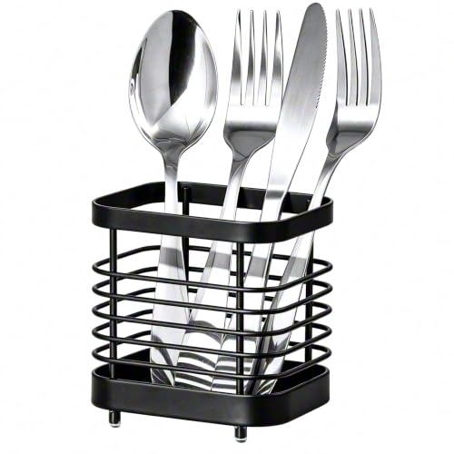 Utensil Holder, Stainless Steel Utensil Drying Rack for Kitchen Counter - color: Small, Black